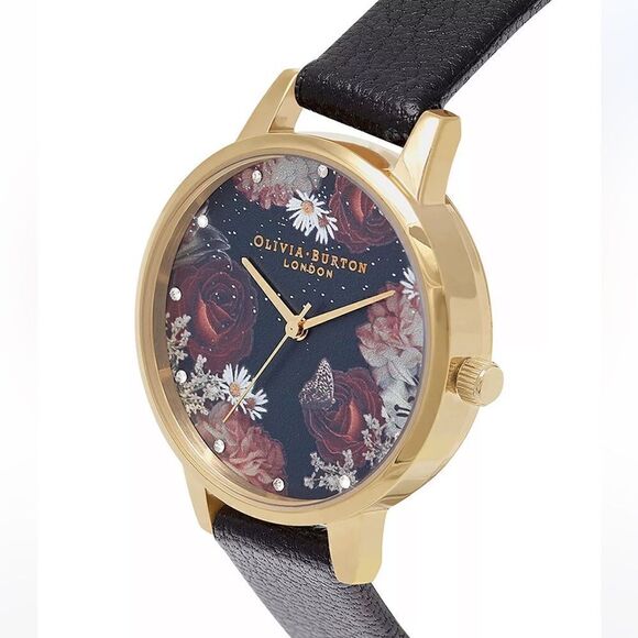 NWT OLIVIA BURTON
Women's Winter Blooms Black Leather Strap Watch 30mm - Picture 3 of 6
